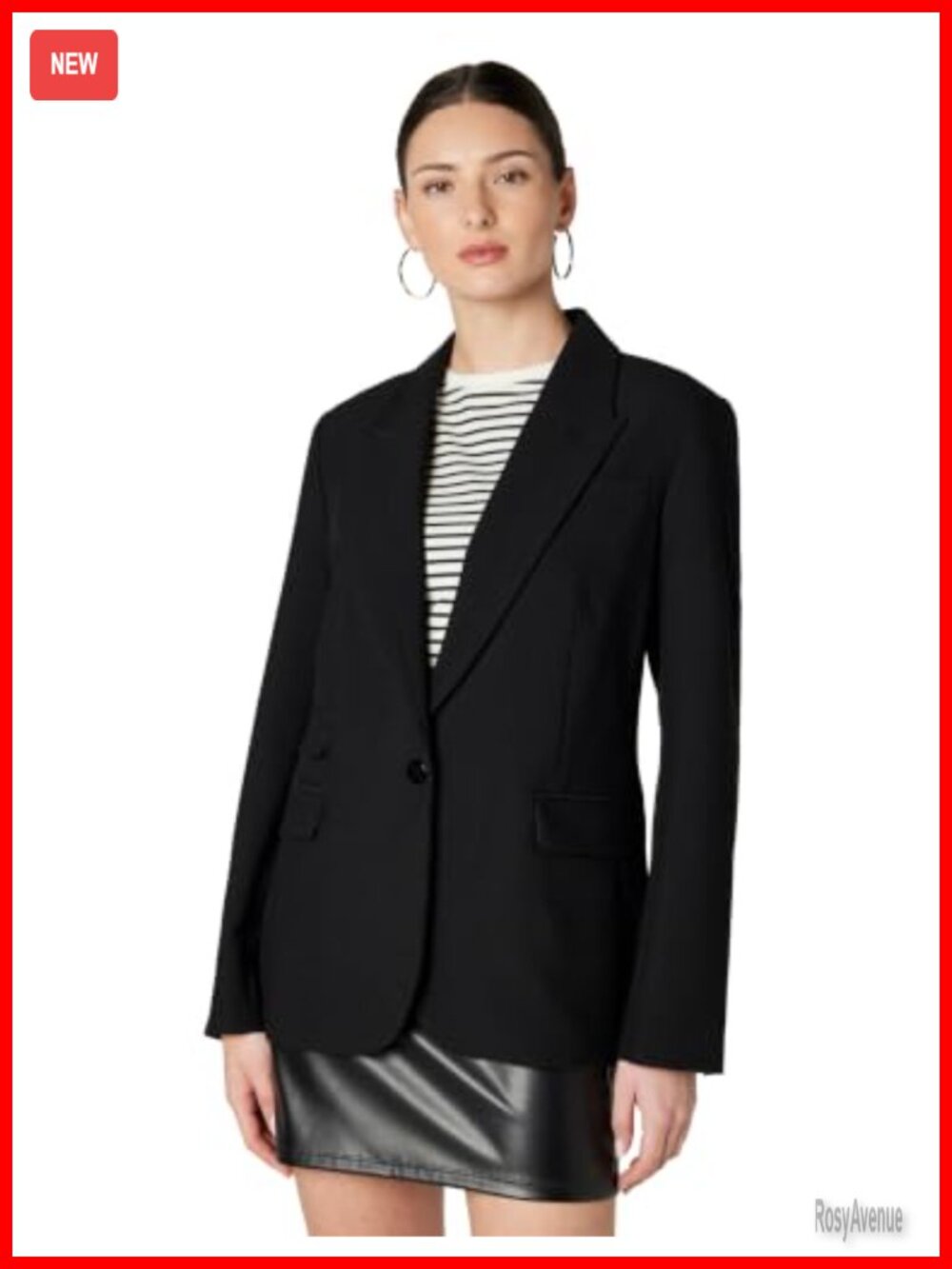 One Button Notch Collar Blazer Structured Long Sleeve